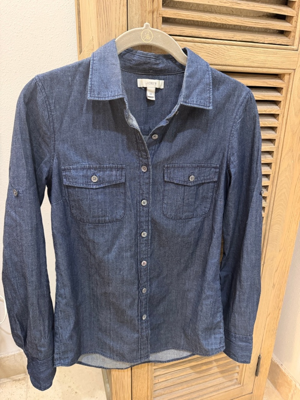 J. Crew Indigo Denim Button-Up Shirt size 00